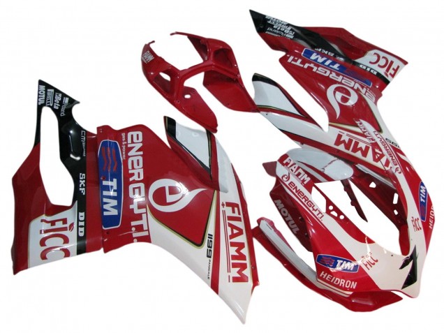 Carénages Moto Ducati 1199 2011-2014 - Blanc Rouge Noir Brillant Fiamm 7