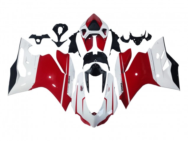 Carénages Moto Ducati 1199 2011-2014 - Blanc Rouge Noir Brillant