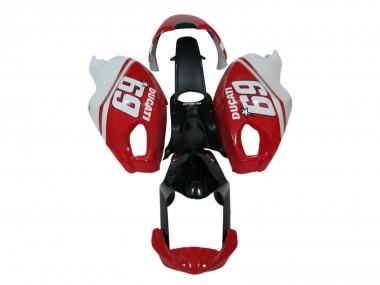 Carénages Moto Ducati Monster 696 796 1100 1100S 2008-2012 - Blanc Rouge Noir Brillant 69