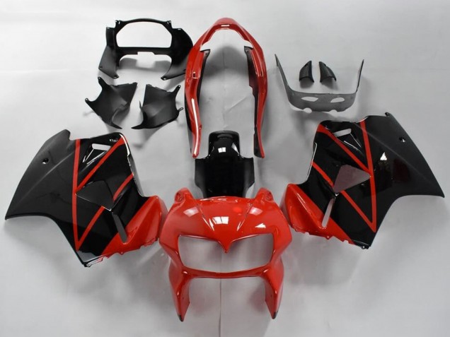 Carénages Moto Honda VFR 800 1998-2001 - Rouge Noir Brillant Bande
