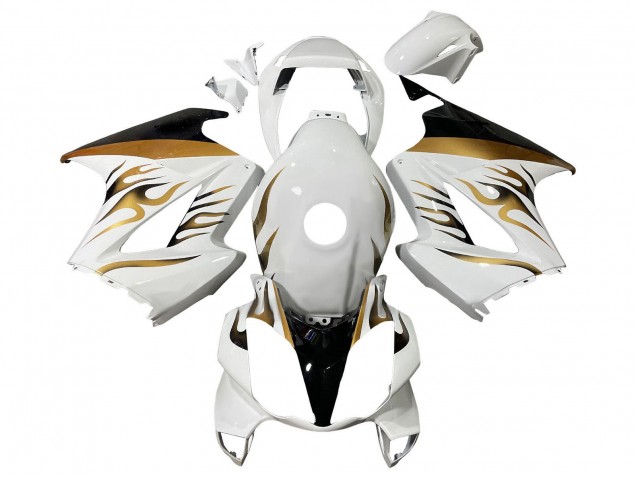 Carénages Moto Honda VFR 800 2002-2013 - Blanc Or Flamme