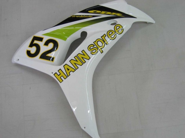 Carénages Moto Honda CBR1000RR 2006-2007 - Blanc Vert Noir Brillant Hannspree 52