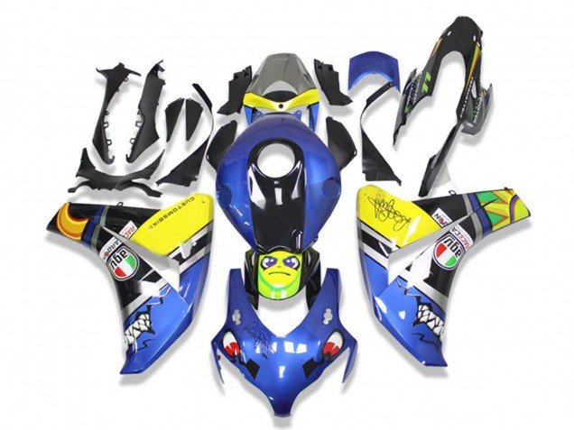Carénages Moto Honda CBR1000RR 2008-2011 - Bleu Jaune Noir Brillant Requin