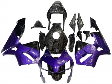 Carénages Moto Honda CBR600RR 2003-2004 - Violet Noir Fibre de Carbone Forgée