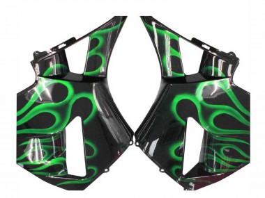 Carénages Moto Honda CBR600RR 2005-2006 - Noir Brillant Vert Flamme