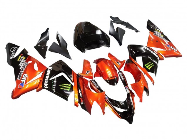 Carénages Moto Kawasaki ZX10R 2004-2005 - Burnt Orange Noir Monstre Elf