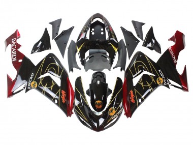 Carénages Moto Kawasaki ZX10R 2006-2007 - Noir Rouge Or BACARDI
