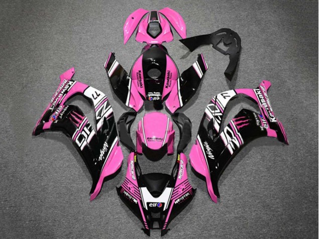 Carénages Moto Kawasaki ZX10R 2016-2020 - Rose Noir Brillant Blanc Elf Monstre