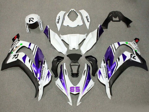 Carénages Moto Kawasaki ZX10R 2016-2020 - Blanc Violet Noir Alstare 85