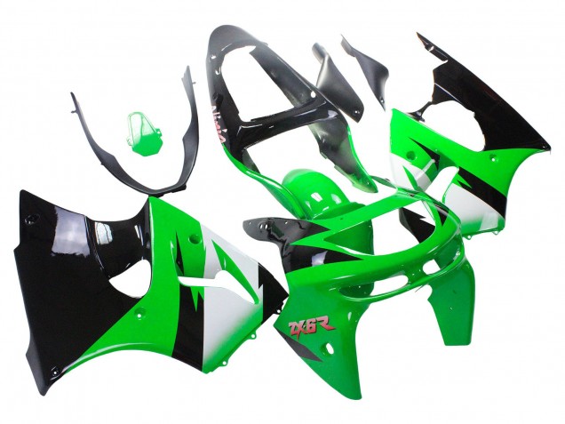Carénages Moto Kawasaki ZX6R 1998-1999 - Vert Blanc Noir Brillant