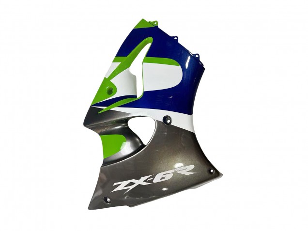 Carénages Moto Kawasaki ZX6R 1998-1999 - Vert Blanc Bleu Argent Noir Brillant