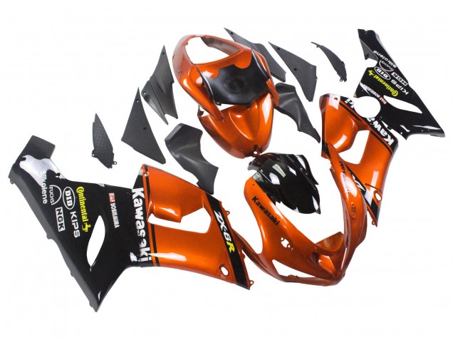 Carénage Moto Kawasaki ZX6R 2005-2006 - Orange Noir