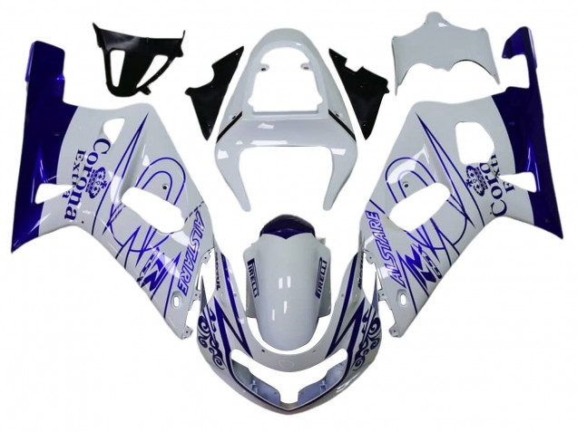 Carénages Moto Suzuki GSXR 600 / GSXR 750 2001-2003 - Blanc Bleu Corona Alstare