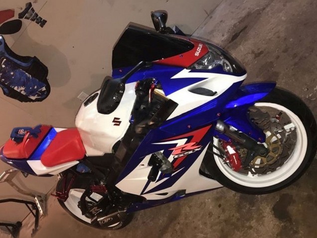 Carénage Moto Suzuki GSXR 600 / GSXR 750 2004-2005 - Blanc Bleu Rouge