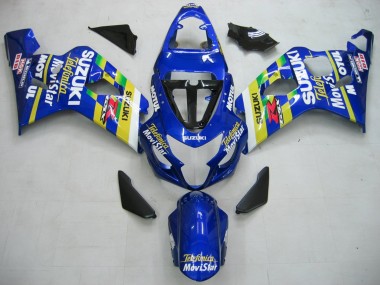 Carénages Moto Suzuki GSXR 600 / GSXR 750 2004-2005 - Bleu Blanc Jaune Vert Telefonica Motul MoviStar