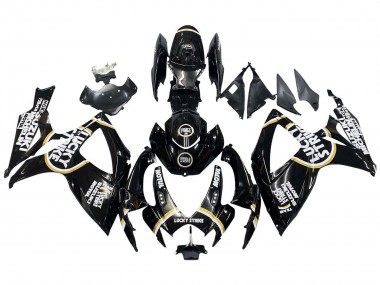 Carénages Moto Suzuki GSXR 600 / GSXR 750 2006-2007 - Noir Brillant Blanc Motul Lucky Strike
