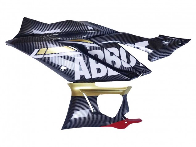 Carénages Moto Yamaha YZF R3/R25 2022-2024 - Noir Fibre de Carbone Style Or Rouge ABBOT
