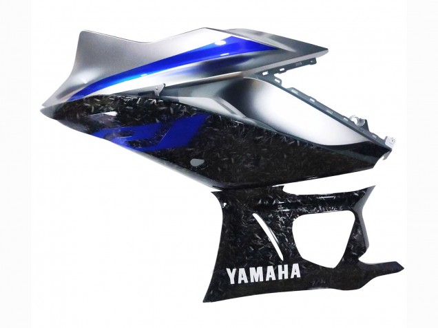 Carénages Moto Yamaha YZF R3/R25 2022-2024 - Marbre Noir Argent Bleu Fibre de Carbone Forgée Style