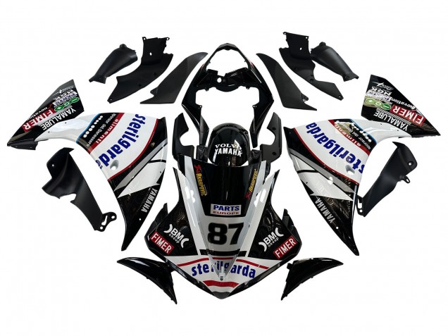 Carénages Moto Yamaha YZF 1000 R1 2009-2011 - Noir Brillant Blanc Rouge Volvo Fimer Yamalube 87