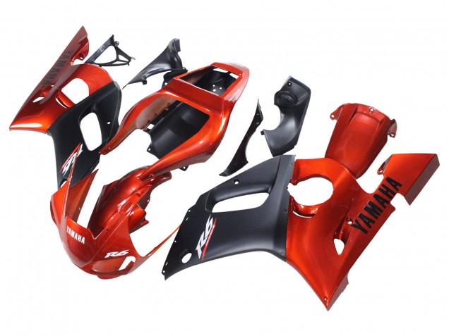 Carénages Moto Yamaha YZF 600 R6 1998-2002 - Orange Noir Mat