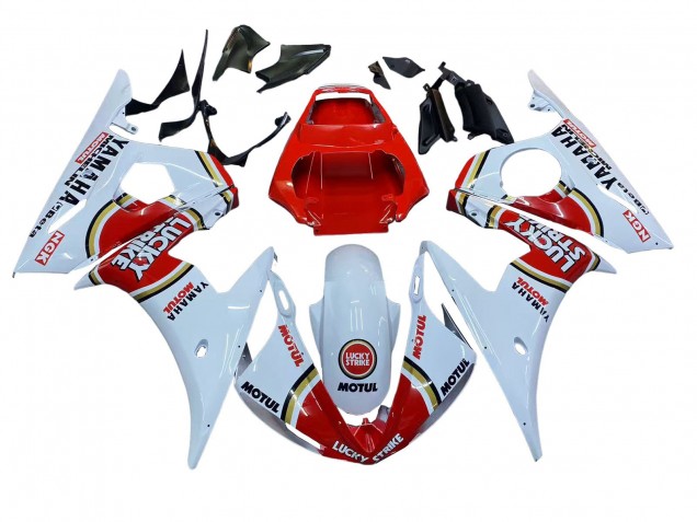 Carénages Moto Yamaha YZF R6S 2006-2009 - Blanc Rouge Lucky Strike Motul