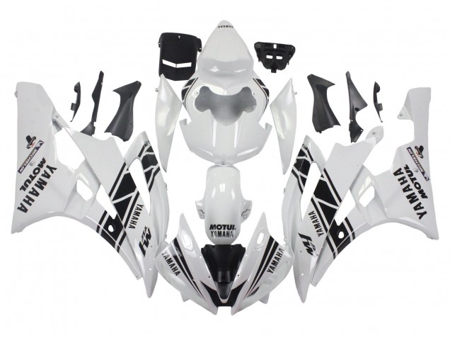 Carénages Moto Yamaha YZF 600 R6 2006-2007 - Blanc Noir Brillant Motul Michelin