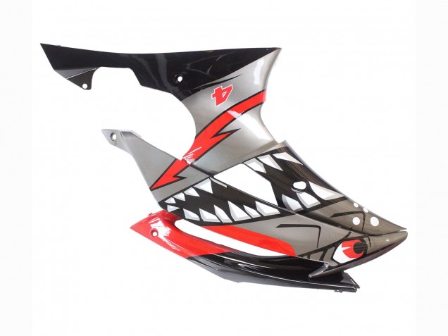 Carénages Moto Yamaha YZF 600 R6 2008-2016 - Argent Noir Rouge Requin 4
