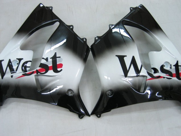 Carénages Moto Kawasaki ZX9R 2000-2001 - Noir Brillant Blanc West