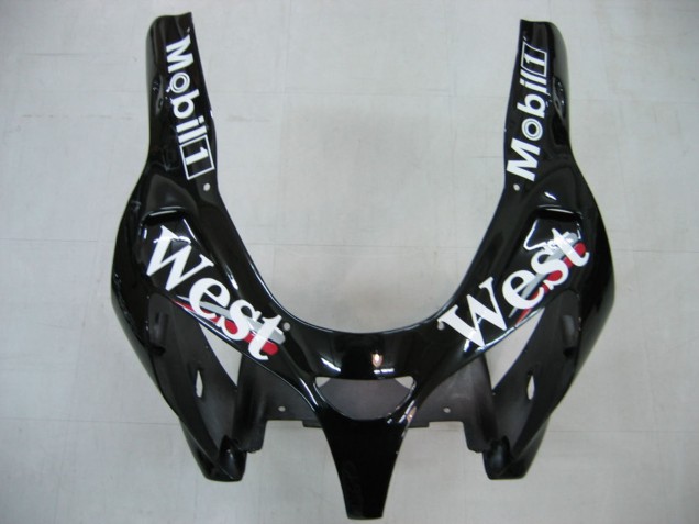 Carénages Moto Kawasaki ZX9R 2000-2001 - Noir Brillant Blanc West