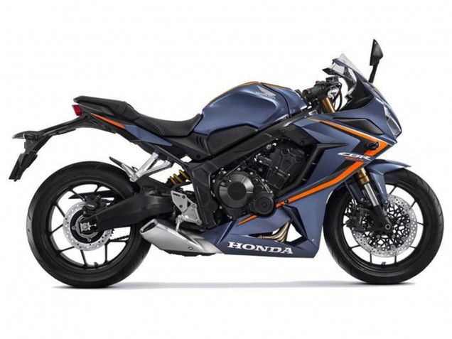 Carénages Moto Honda CBR650R 2021-2023 - Bleu Mat Foncé Orange Noir