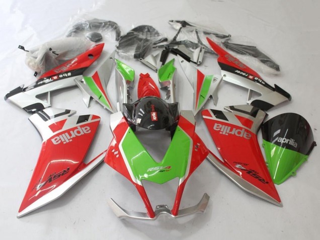 Carénage Moto Aprilia RSV4 1000 2009-2015 - Rouge Argent Vert Noir