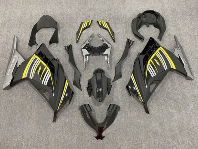 Carénages Moto Kawasaki EX300 2013-2024 - Jaune Argent Noir Brillant Noir Mat