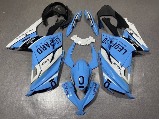 Carénages Moto Kawasaki EX300 2013-2024 - Blanc Bleu Noir Leopard