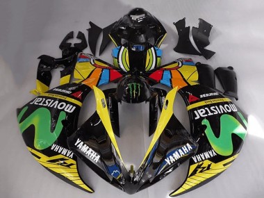 Carénages Moto Yamaha YZF R1 2012-2014 - Noir Brillant Jaune Vert Blanc Bleu MoviStar Monstre