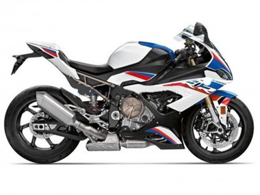 Carénages Moto BMW S1000RR 2019-2022 - Blanc Bleu Rouge Bande
