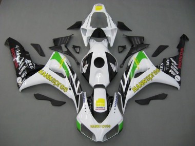 Carénages Moto Honda CBR1000RR 2006-2007 - Blanc Vert Jaune Noir Brillant Hannspree