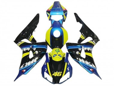 Carénages Moto Honda CBR1000RR 2006-2007 - Bleu Jaune Noir Brillant Requin 46