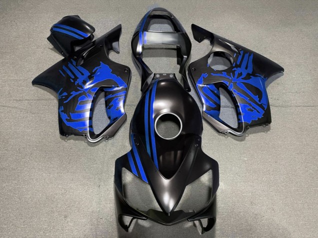 Carénages Moto Honda CBR600 F4i 2001-2003 - Bleu Noir Mat Crâne