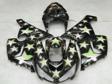 Carénages Moto Kawasaki ZX6R 2005-2006 - Noir Vert Étoile