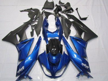 Carénages Moto Kawasaki ZX6R 2007-2008 - Bleu Noir Mat Blanc