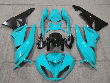 Carénages Moto Kawasaki ZX6R 2007-2008 - Turquoise Bleu Noir Noir Mat