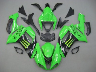 Carénages Moto Kawasaki ZX6R 2007-2008 - Vert Noir Monstre Energy