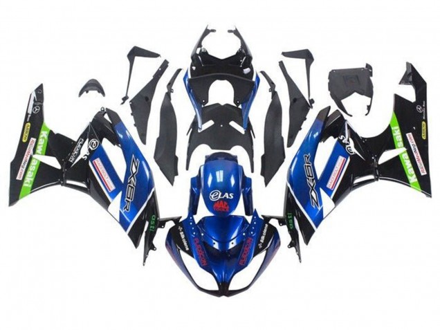 Carénages Moto Kawasaki ZX6R 2009-2012 - Bleu Noir Brillant Rouge Vert