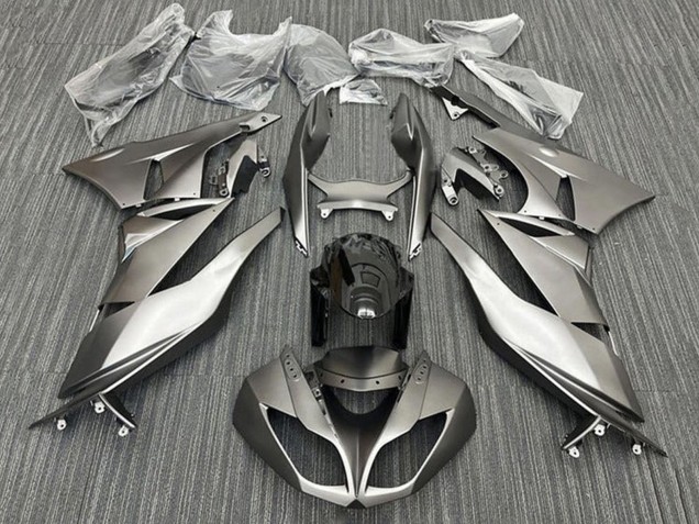 Carénages Moto Kawasaki ZX6R 2009-2012 - Argent Mat Noir