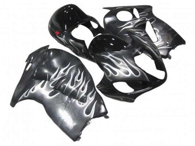 Carénages Moto Suzuki GSXR 1300 Hayabusa 1996-2007 - Gris Noir Blanc Flamme