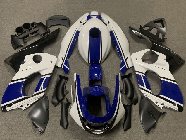 Carénages Moto Yamaha YZF600R Thundercat 1996-2007 - Blanc Bleu Foncé