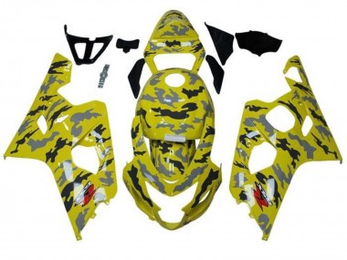 Carénages Moto Suzuki GSXR 600 / GSXR 750 2004-2005 - Jaune Noir Gris Camouflage
