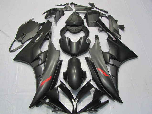 Carénages Moto Yamaha YZF R6 2006-2007 - Noir Mat Rouge Décalque
