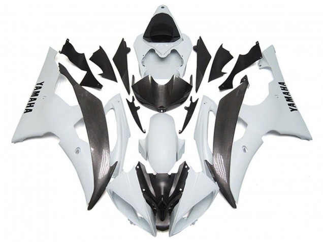 Carénages Moto Yamaha YZF R6 2008-2016 - Blanc Fausse Fibre de Carbone Style