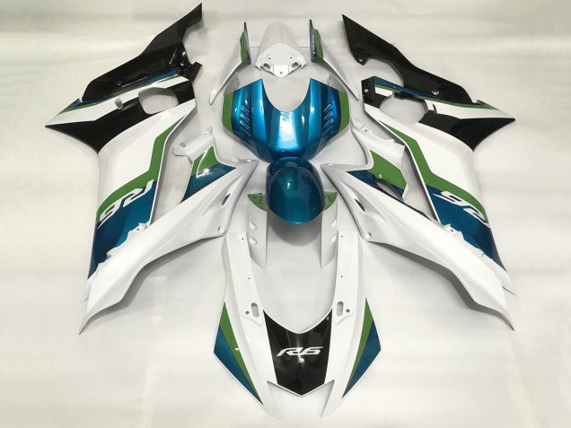 Carénages Moto Yamaha YZF R6 2017-2023 - Blanc Bleu Vert Noir